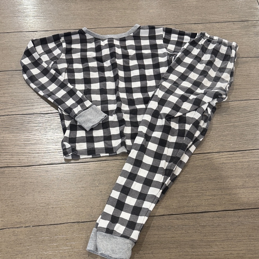 Kids Plaid Pajama Set - Black and White